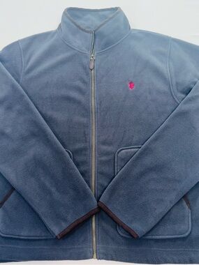 U.S. Polo Assn. Full-Zip Fleece Jacket, Gray, Brushed Interior, Logo, Size Large
